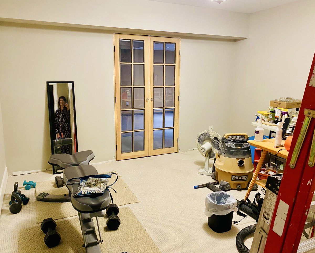 VisibleThink's tweet image. Gym is almost done and out of my newly built French Door room. 
Happy wife, happy ……..