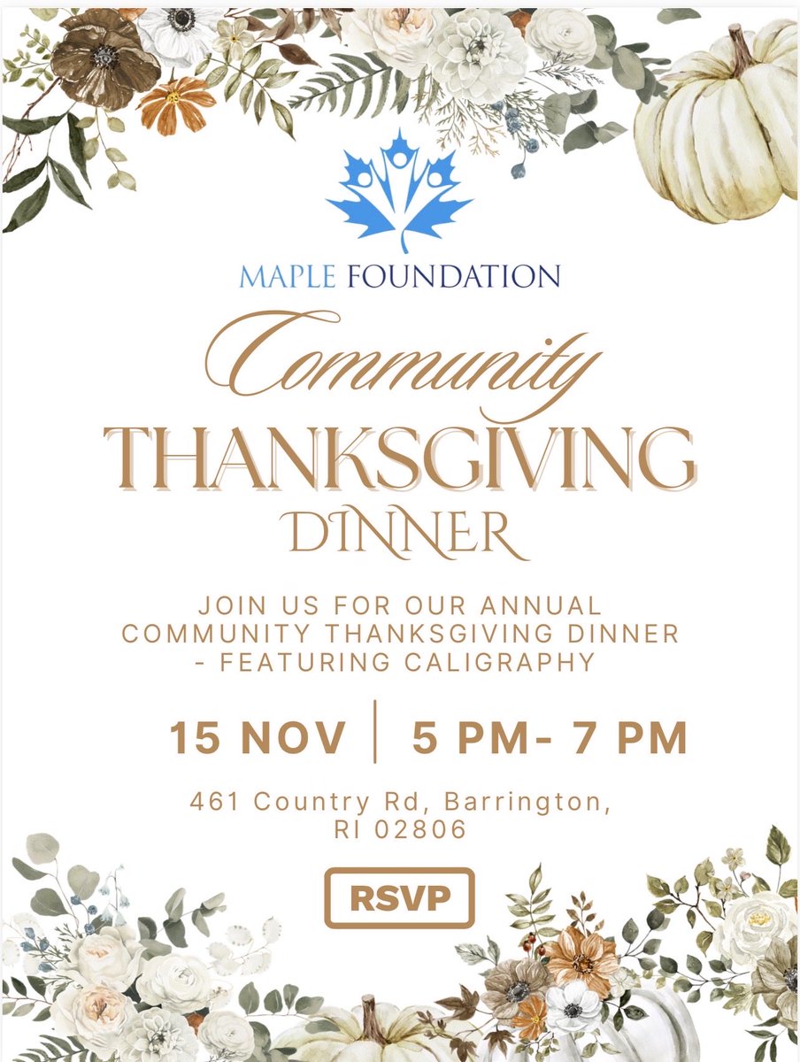 Maple_FDN_RI's tweet photo. 🍁💙 Last night, we hosted our annual Maple Foundation Community Thanksgiving Dinner — a truly heart-warming evening filled with gratitude, connection, and unity.
Seeing our community come together like this is something we’ll never forget. https://t.co/Nm02zx1Uh6