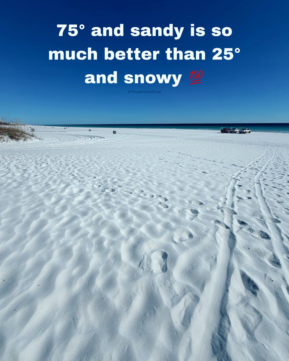 Yes… 75° and sandy is so much better than 25° and snowy 🏖️