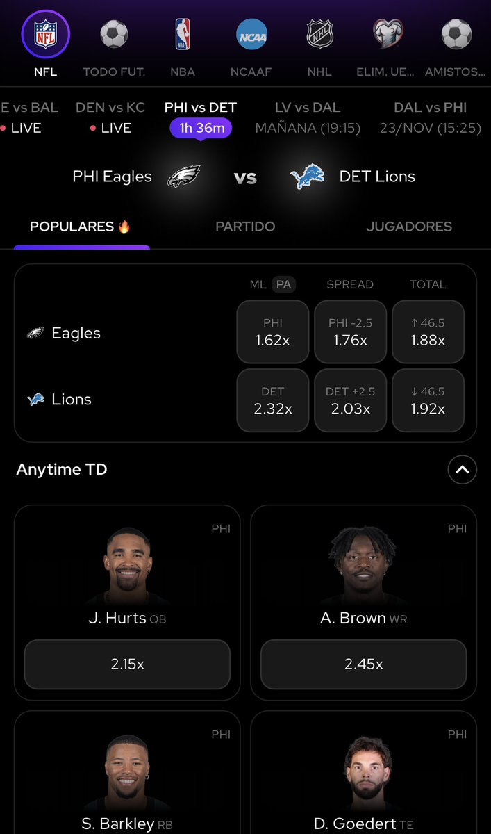 BernardoPicks's tweet image. Dinámica de NFL del Lions vs Eagles en @Draftea_Mexico 🏈 

1 ganador de $500💰

Para participar tienes que hacer lo siguiente:
-Dar Like ♥️ y RT 🔁 
-Acertar primer jugador en anotar TD
-Seguirme en X (Twitter)
-Usar el #BernardoPicks 

Éxito a todos 🍀

Código @Draftea_Mexico :…