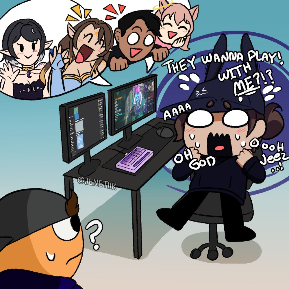 Me when the cool kids ask if i wanna play #Overwatch2  with them 😵‍💫

They were super nice! Thanks again, definitely made my day!!  <a href="/SaltyPhish/">Salty Phish</a> <a href="/CelestiCode/">☾elestiC☀︎de☀️🌙 Vtuber Duo</a> 💖