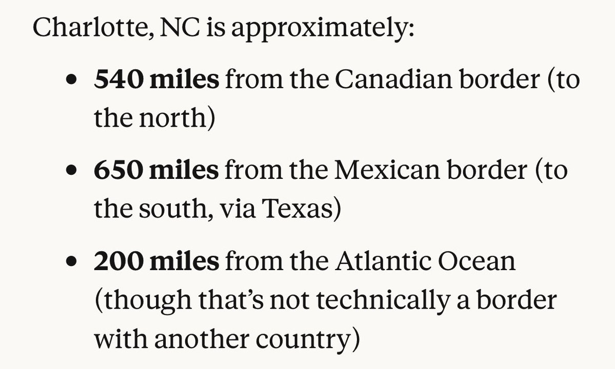 What is the legal rationale for CBP to be in Charlotte? 

My understanding is the INA grants CBP authority to conduct warrantless searches a “reasonable distance” from  border, generally defined as 100 miles. Charlotte is here.