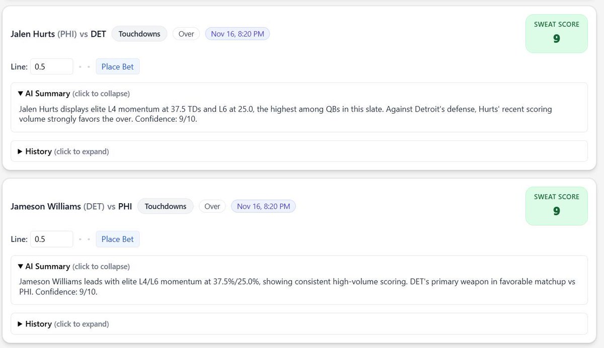 SweatAnalytics's tweet image. Lions @ Eagles ANYTIME TD:

Saquon Barkley
Amon-Ra St. Brown
Jalen Hurts
Jameson Williams