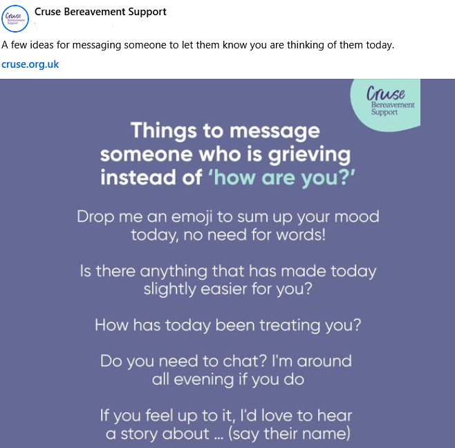 Stag_RosePPG's tweet image. #whattosay

#griefsupport @CruseSupport cruse.org.uk