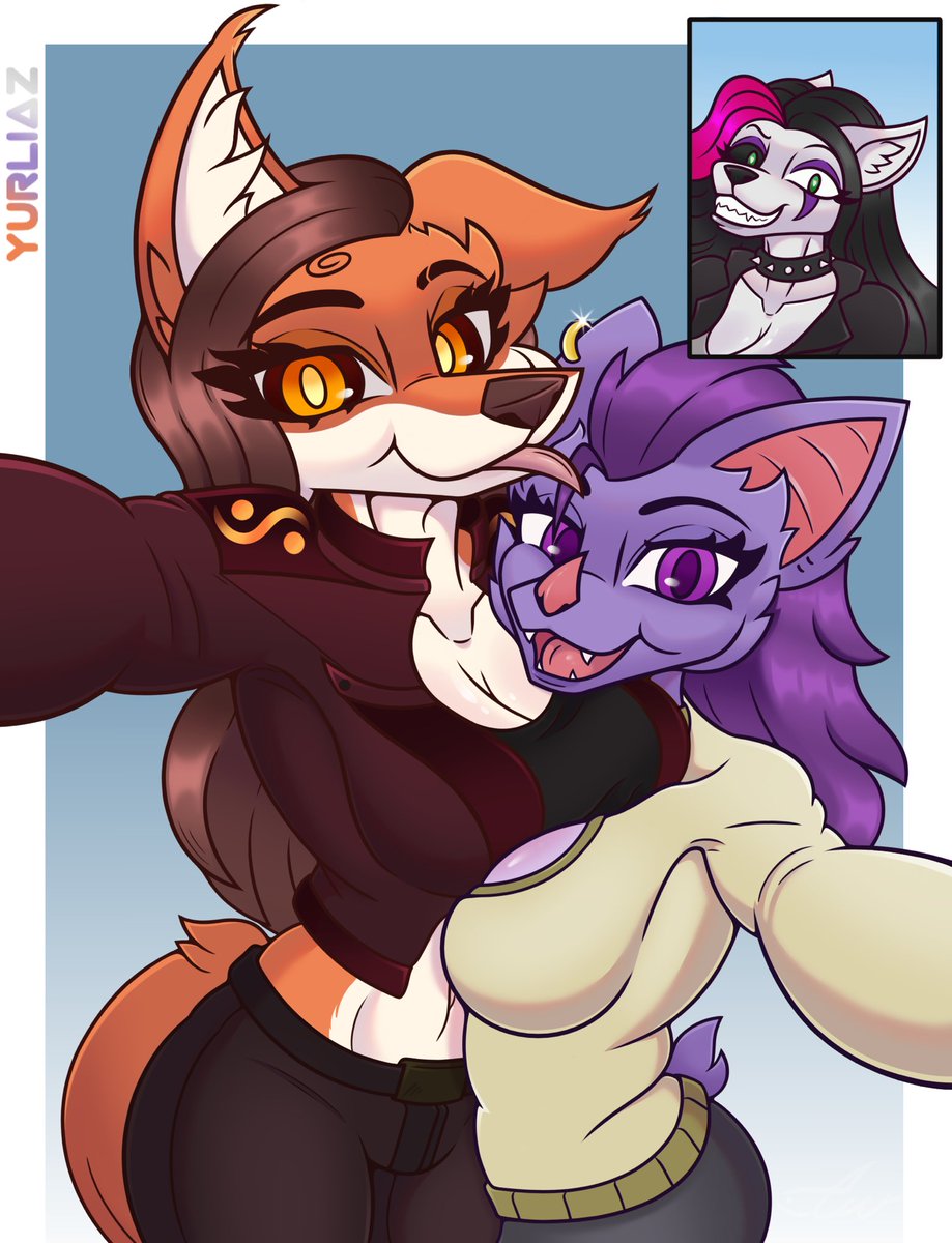 Un dibujo de las mejores amigas Shyla🦊, Nocty🦇(oc <a href="/MoonArt05/">Dmoon Art</a>) y Yannette🐺(oc <a href="/crhistian_mw/">Crhistian Muñoz (C_Master) (Comisiones abiertas)</a> )

#furryart #digitalart