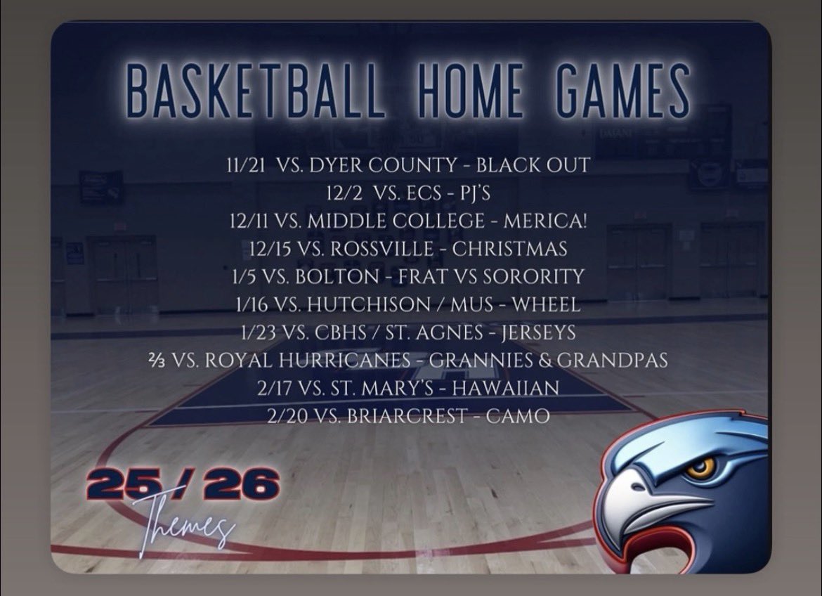 Big week ahead as basketball starts! First home game this Friday! Plan to come out and pack the stands! <a href="/SBAStBenedict/">St. Benedict at Auburndale HS</a> <a href="/SBA_Eagles/">THE NEST</a> <a href="/MitchMmcdaniel/">Mitch mcdaniel</a> <a href="/KevinCobbs/">Coach Kevin “Kj” Cobbs</a> <a href="/johnvarlas/">John Varlas</a> <a href="/rvillac/">Ramon Villacura</a>  <a href="/SBAEaglesFB/">SBAEaglesFootball</a>