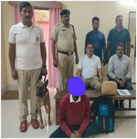 rpfecorwat1's tweet image. #OperationNarcos RPF/CIB/Visakhapatnam team and Dogsquad team  apprehended 01  male offender with 2 Kgs Dry Ganja, valued Rs. 1,00,000/- &amp;amp; handed over to GRP/Visakhapatnam who in turn  Case registered  under NDPS Act.
@RPF_INDIA,@rpfecor1,@DRMWaltairECoR