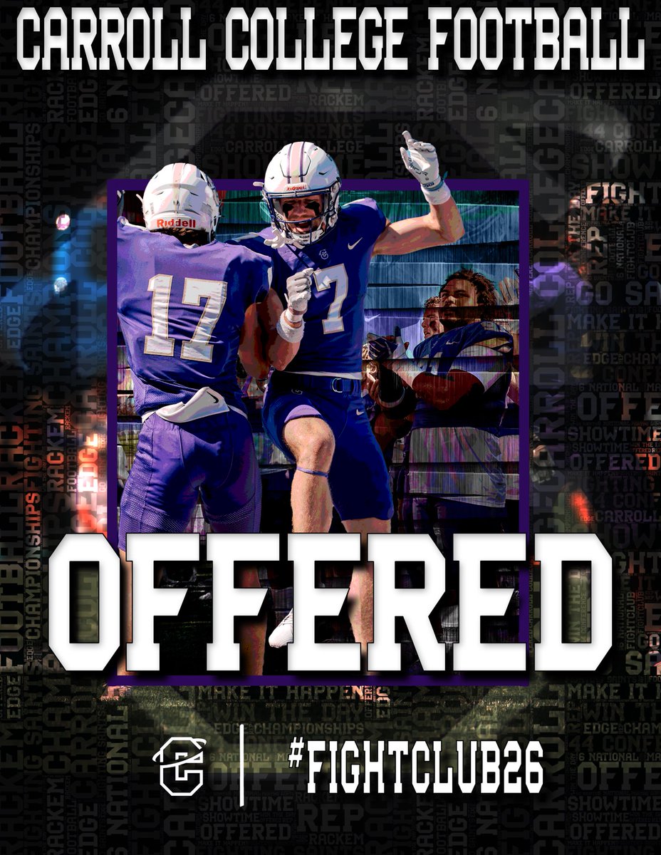 #C4 After a great conversation with  <a href="/CoachLHyde/">Luke Hyde</a>, I’m beyond blessed to receive an offer from <a href="/FootballCarroll/">Carroll College Football</a>!!