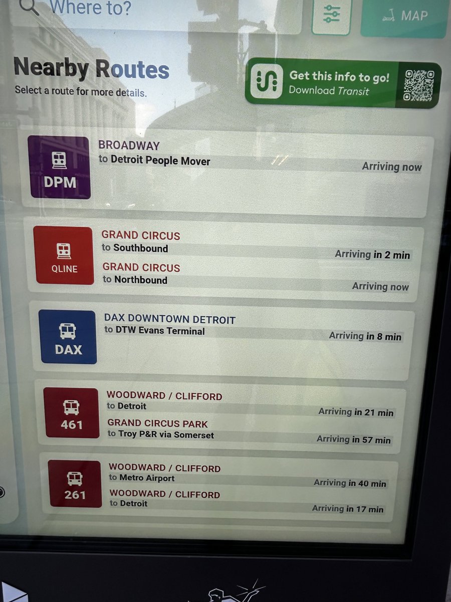 TransitGuideDET's tweet image. Love that the @DowntownDet kiosks have transit info first!