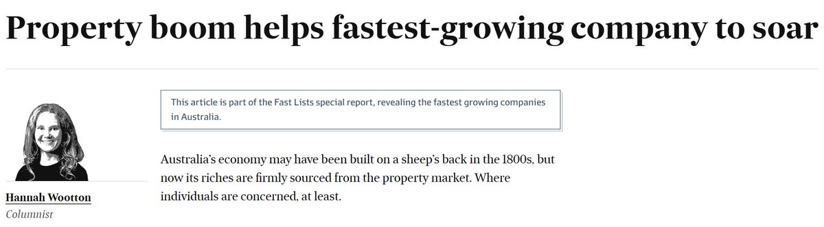 Alarm bells for those watching at home...

''Australia’s economy may have been built on a sheep’s back in the 1800s, but now its riches are firmly sourced from the property market.''