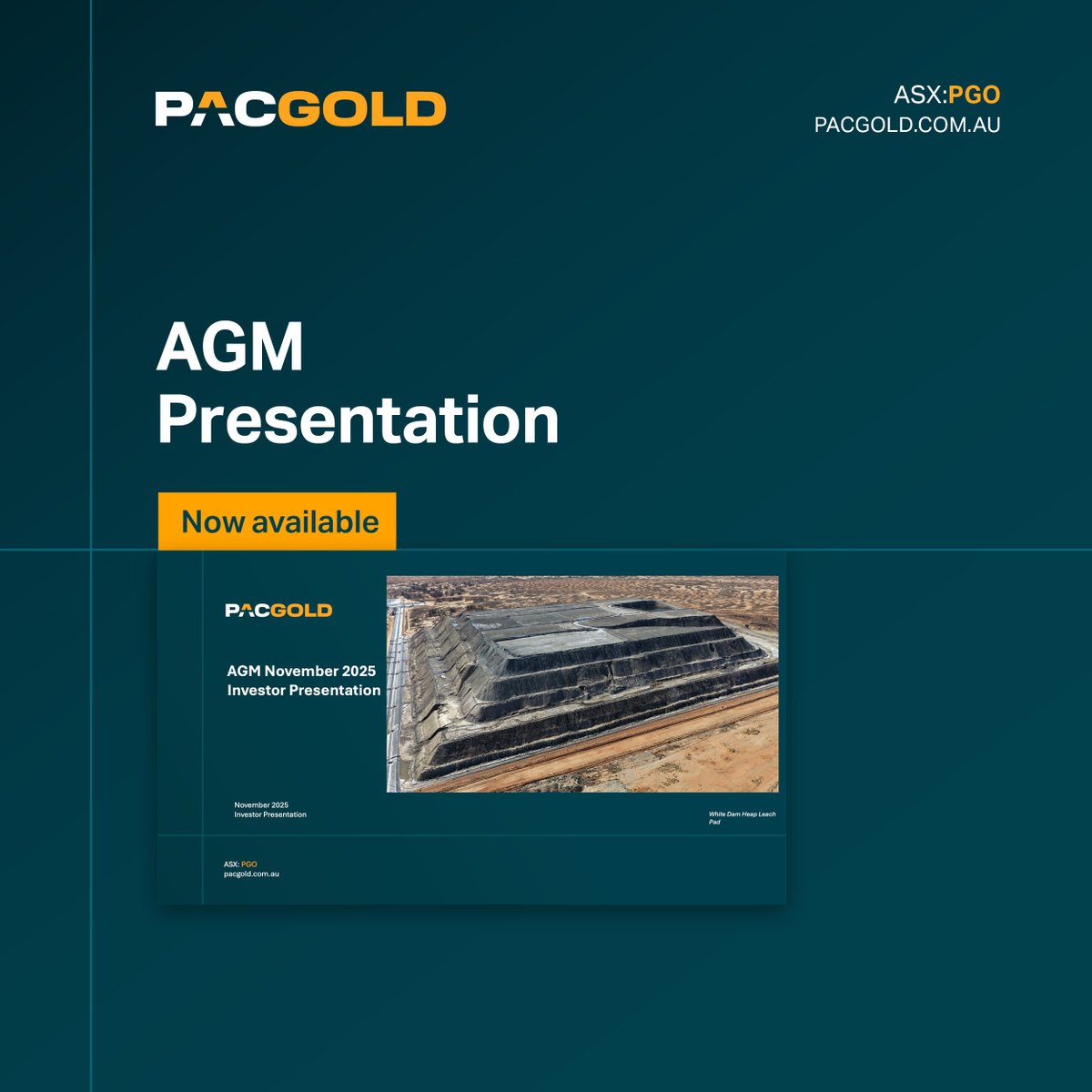 #ASXNews

$PGO.AX is pleased to share its presentation for the Company’s Annual General Meeting.

View presentation: loom.ly/05eOLew

#Pacgold #PGO #ASX