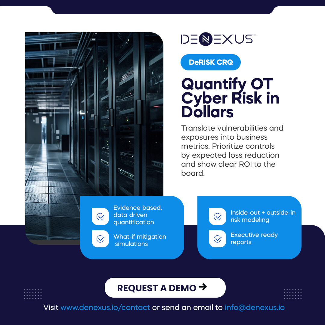 Quantify OT cyber risk in dollars. Prioritize by expected loss reduction. Show clear ROI.

Request a demo » bit.ly/47HK12M

#CyberRisk #CRQ #RiskQuantification #OTSecurity #IndustrialCybersecurity #CISO #BoardReporting #CyberRiskManagement