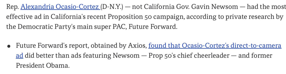 Democratic Party Super PAC finds Prop 50 ad featuring AOC was more effective than the ads featuring Newsom or Obama
