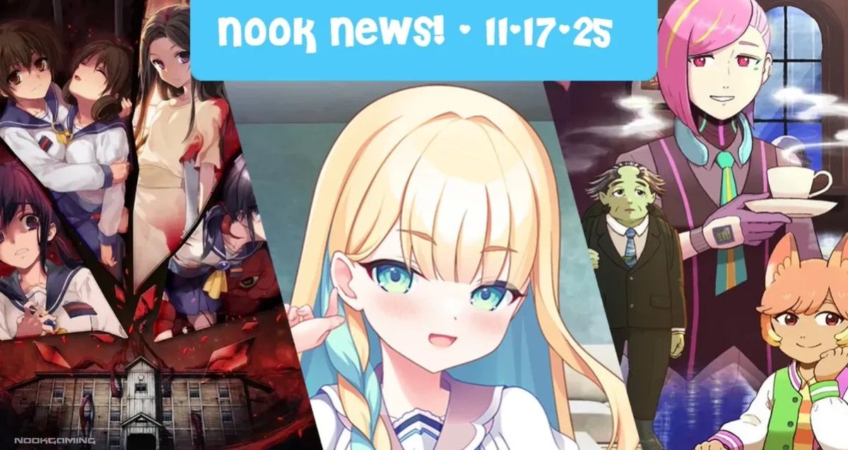 NookSite's tweet image. 📰#NookNews is your weekly catchup with the best summary of #visualnovel, gaming, and #anime news updates

🔗Click for this week&apos;s news roundup: nookgaming.com/nook-news-11-1…
