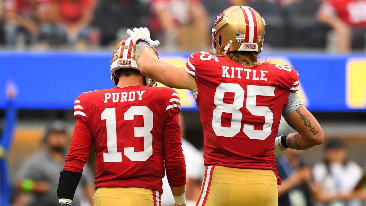 Most Touchdowns by QB/TE Duos in #49ers Franchise History

— Alex Smith &amp; Vernon Davis: 30
— Brock Purdy &amp; George Kittle: 23
— Steve Young &amp; Brent Jones: 22

#FTTB