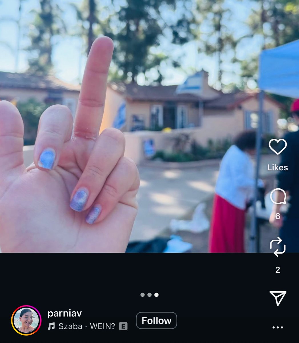 San Diego-based Parnia Vafaei wants to "burn amerikkka down to the ground" &amp; stalks Jewish events. 

On 12/2023, she was caught vandalizing posters of Israeli hostages kidnapped by Hamas into Gaza.

Parnia is a refugee from Iran. Should people like this remain in the U.S.?