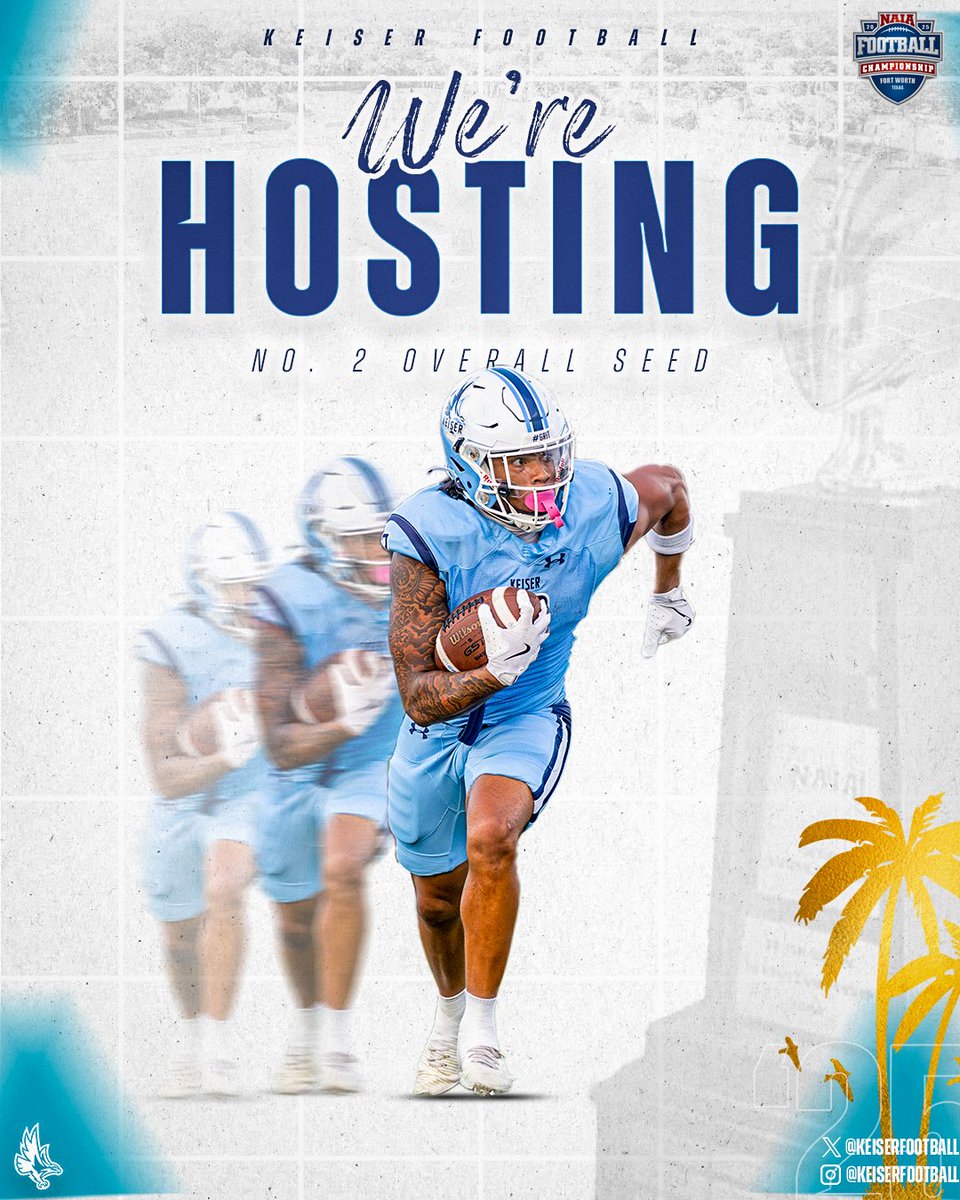 The No. 2 overall seed in this year's field. Keiser (10-0) will host a Second Round game on Saturday, Nov. 29,  versus a team yet to be decided.

#DefendTheBeach #GRIT