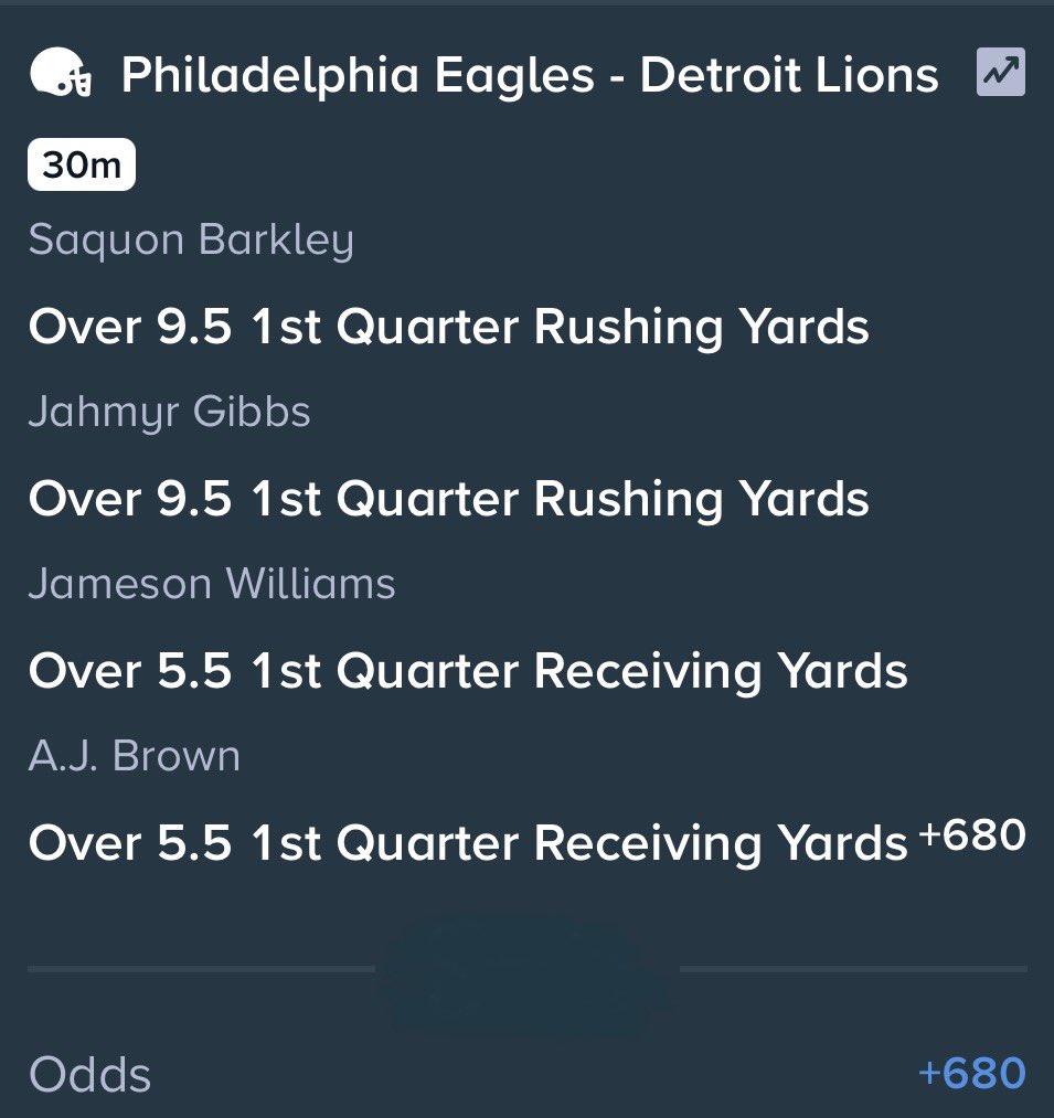 PropBetScience's tweet image. 🏈 NFL SNF PARLAYS 🏈

Here are a few parlays I’m playing tonight for the Eagles/Lions game. 👇🏾

+580
+680
+3400
+4400