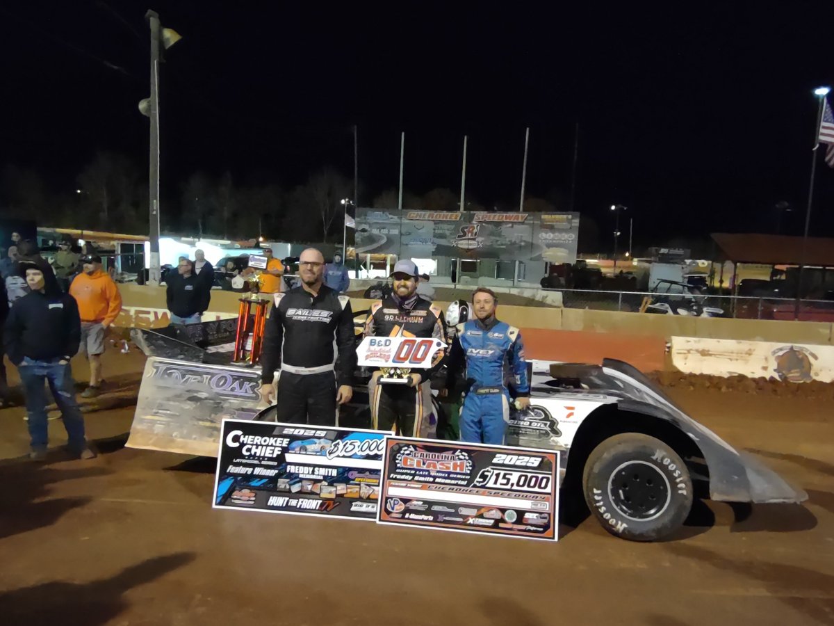 Top 3 with the <a href="/CarolinaClashPR/">The Carolina Clash Super Late Models</a> in the Freddy Smith Memotial <a href="/Cherokee_DirtSC/">Cherokee Speedway</a> : 1. <a href="/ChrisFerguson22/">Chris Ferguson</a> 2. <a href="/RossBailes/">Ross Bailes</a> 3. <a href="/trentivey88/">Trent Ivey</a>. 📷Rhonda Beck