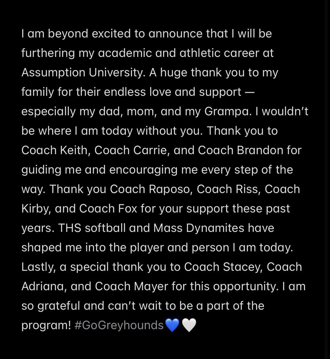 MaddieCrowley27's tweet image. Assumption ‘31💙🤍

@AssumptionSB @StaceyMayer_ 

@KeithAldrich12 @DynamitesLasser @cmiconsalvi @THSCoachFox