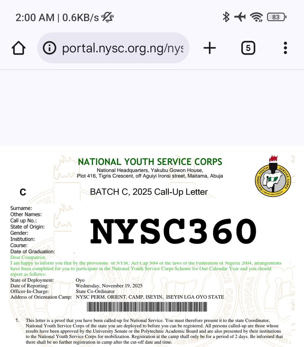 nysc360's tweet image. BATCH C STREAM I, 2025 DEPLOYED PCMS 

WHERE IS YOUR STATE OF DEPLOYMENT ??