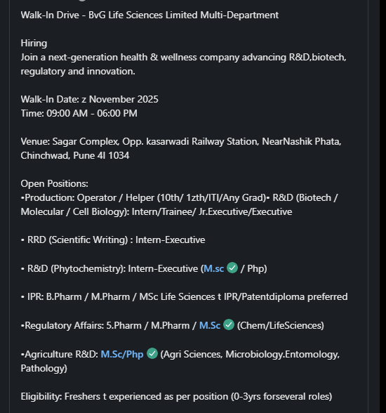 walkin_jobs's tweet photo. #WalkInInterview #JobOpening #HiringNow #JobAlert #CareerOpportunity #OpenInterview #JobDrive #InterviewToday #JobFair #ImmediateHiring
#JobSeekersIndia #ResumeReady #CareerGrowth #JobSearchTips #WorkOpportunity https://t.co/6WvCEXmMCy