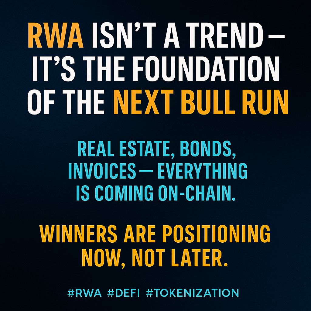 Web3use's tweet image. 🚀 RWA isn’t a trend  it’s the foundation of the next bull run.
Real estate, bonds, invoices  everything is coming on-chain.
The winners are positioning now, not later.

#RWA #DeFi #Web3 #Tokenization