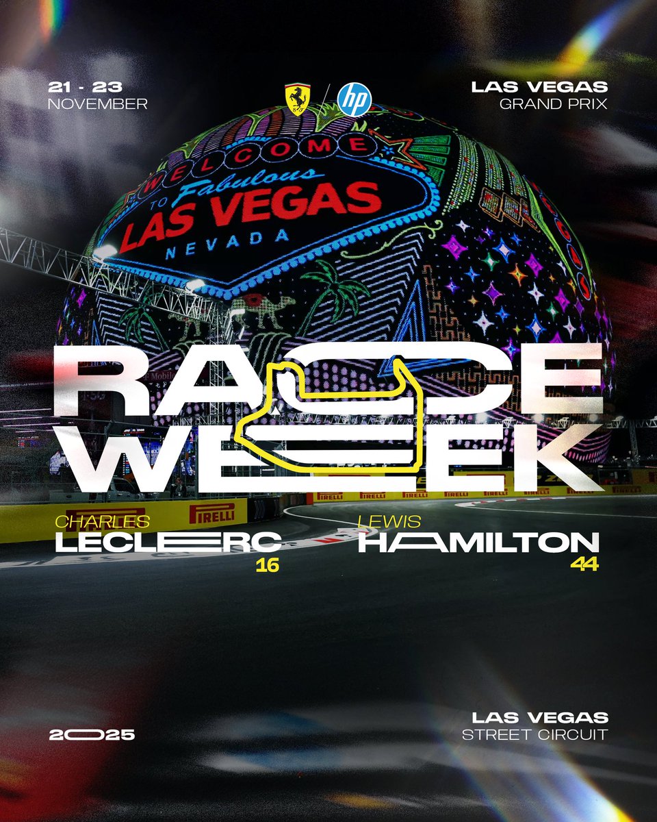 FerrariF1FRA's tweet image. 🔴 RACE WEEK 🔴

La Scuderia Ferrari reprend la piste cette semaine et se déplace aux États-Unis pour le Grand Prix de Las Vegas.

Première course après les déclarations catastrophiques du pire président de l'histoire de Ferrari, John Elkann. La journée des médias devrait être…