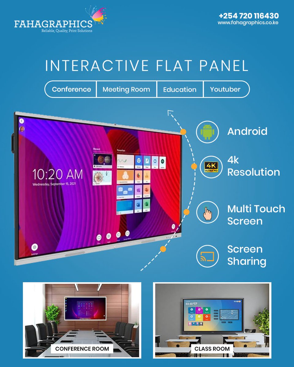 FahaGraphics's tweet photo. Meet the screen that does everything.

Teach, present, brainstorm, create content, or run meetings seamlessly — all on a 4K, multi-touch interactive panel.

From conference rooms to classrooms to YouTube studios… this is your new digital command center. 

Let’s talk. https://t.co/EH9v32cCeB