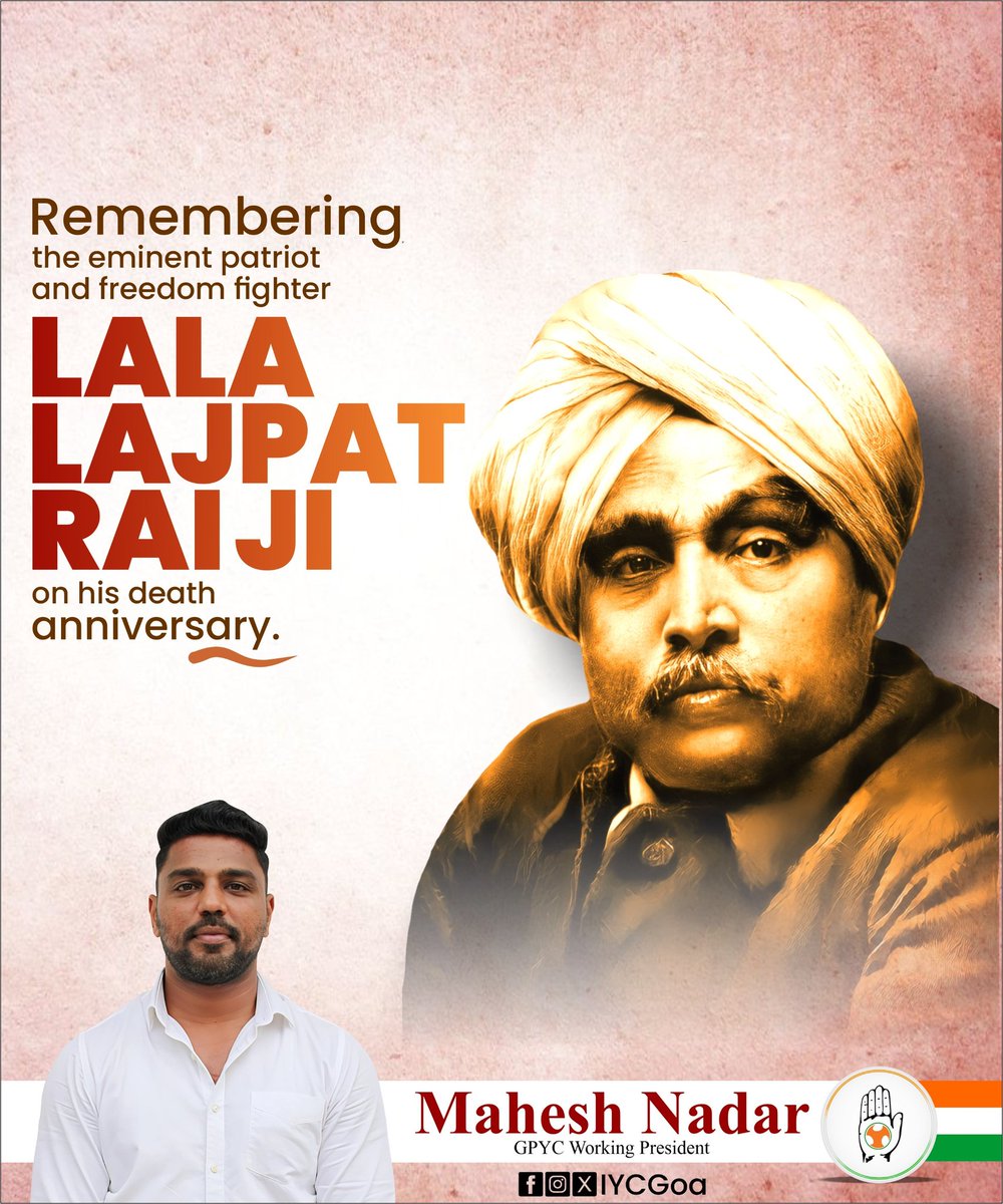 Remembering the eminent patriot and freedom fighter Lala Lajpat Rai Ji on his death anniversary a visionary whose courage and sacrifice continue to inspire generations.