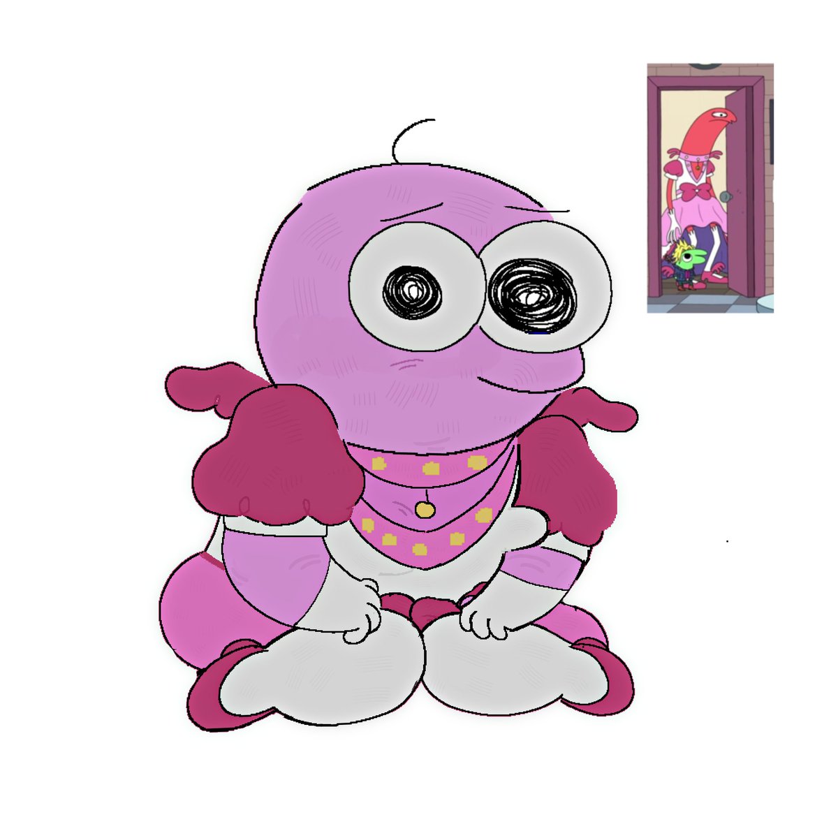 intiewebs's tweet image. Pim in Allan&apos;s cosplay from today&apos;s episode

#smilingfriends #pimpimling