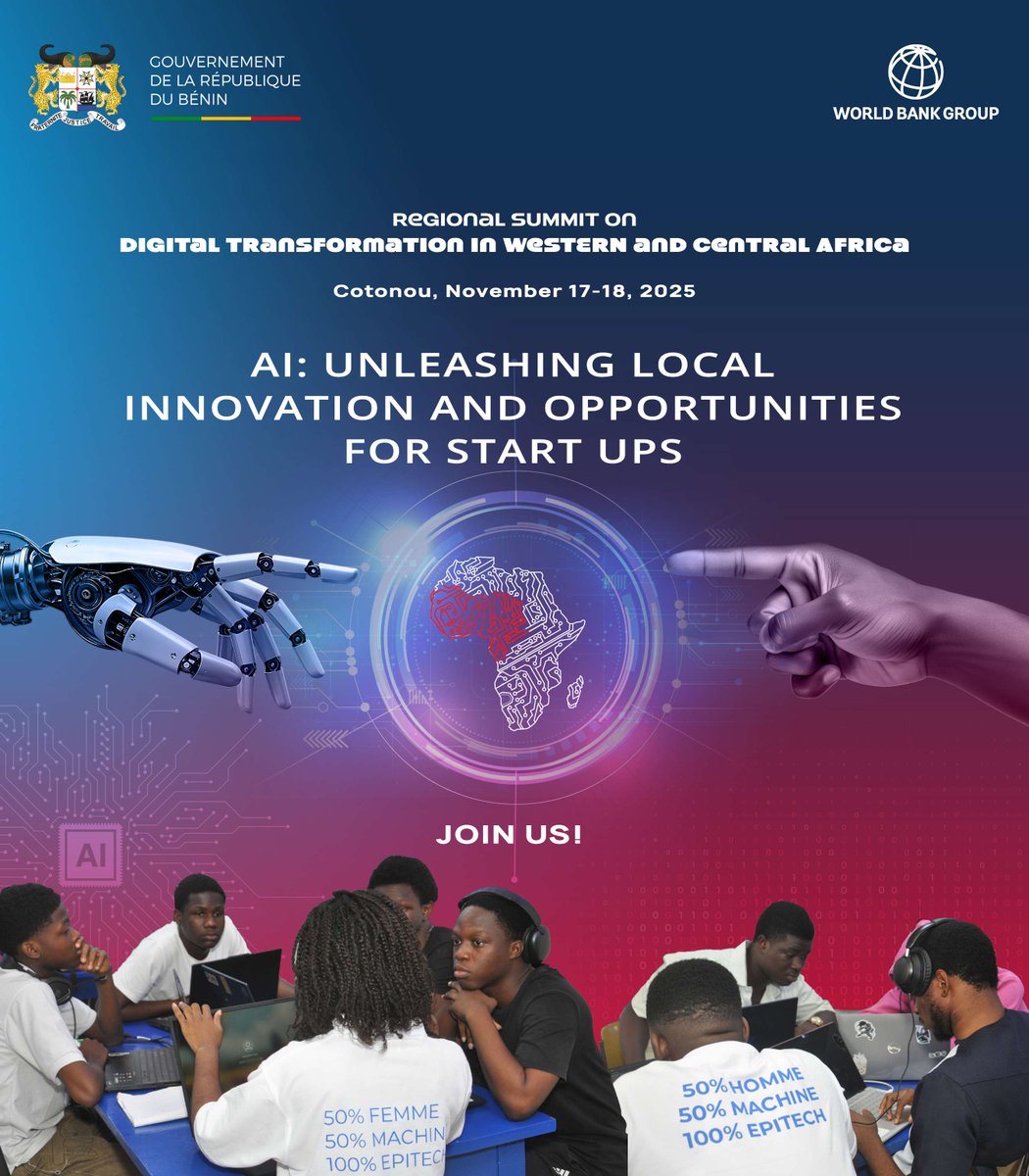 [TODAY] How ready is Western &amp; Central Africa for AI and the digital transformation? Bringing more people online will require better broadband access, cross-border digital markets, and investments in AI capabilities &amp; skills development.

wrld.bg/ffSx50XqOAC #DigitalAfricaNow