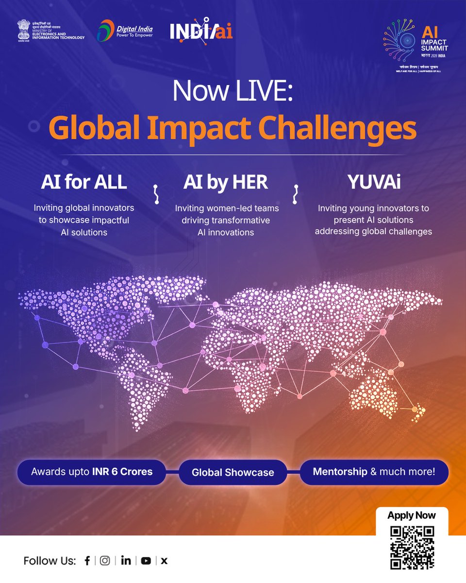 VC4A_Africa's tweet image. NOW LIVE! 🚀 African AI Founders: Global Impact Challenges are open. Compete for up to INR 60 Million in awards and a Global Showcase in New Delhi. Pilot-ready solutions only. Deadline Nov 30: vc4a.com/india-ai/globa…

Organiser: @officialindiaai
#AIforImpact  #AfricaInnovation