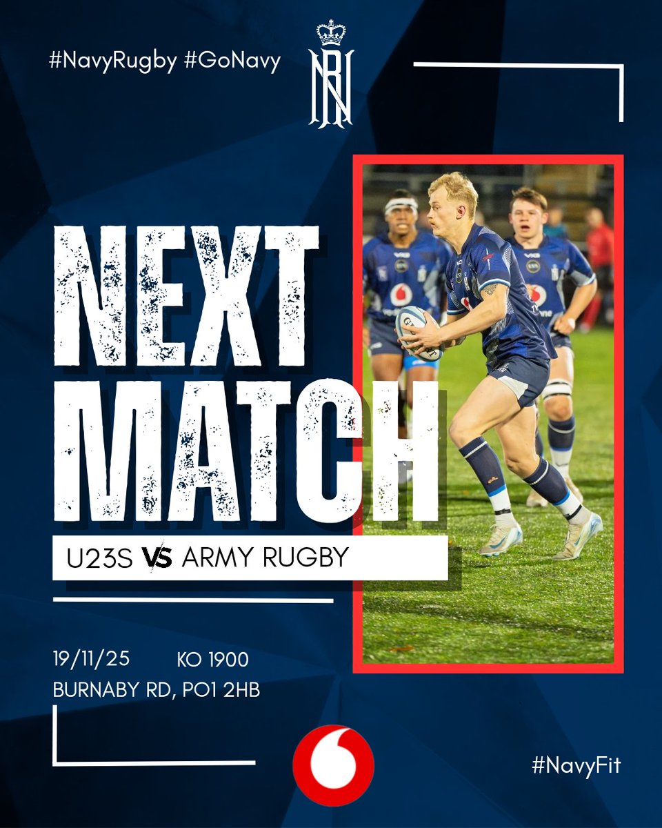 RNRugby's tweet photo. 2 fixtures for you in Hampshire this Wednesday. The Academy take on Navy Cup winners @RAF_Marham Bulls @havantrfc at 1300.

The U23s play @armyrugbyunion at Burnaby Road.

Both are free entry to the general public.

See you there!

#GoNavy #NavyFit

📷 M Ross and K Woodland https://t.co/TFbxgqolcW