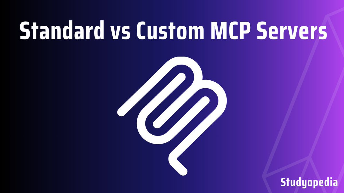 dw_amit's tweet image. Standard vs Custom MCP Servers: studyopedia.com/model-context-…

#mcp #modelcontextprotocol #studyopedia #ai #mcpserver
