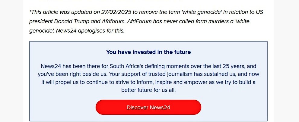 mix_upchick's tweet image. Mr "Not-in-my-Name" Afrikaner, correct me here - "White Genocide" is  a News24 strawman? Why else lie and malicious try to link it to Afriforum, if this was never their narrative?

#Strawman
#LegacyMedia
#FakeNews
#Disinformation