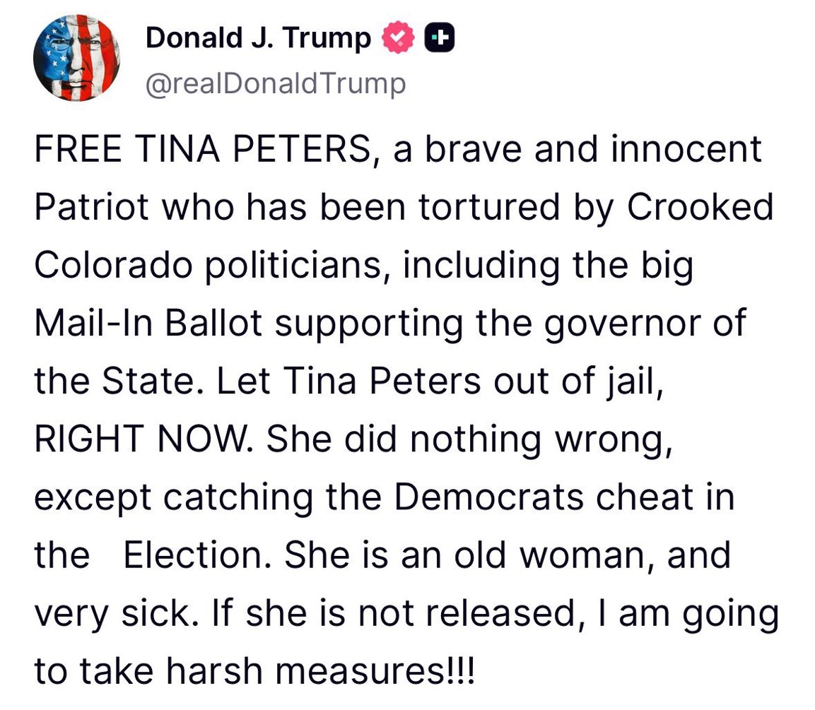 Free Tina Peters now.
