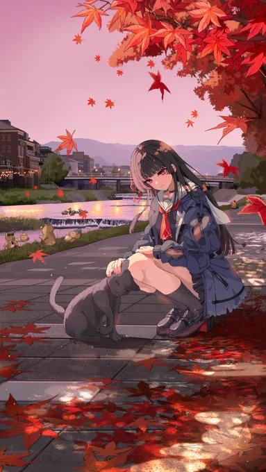 鳴潮×京阪電車コラボイベントで秋の京都と千咲ちゃんを描かせていただきました よろしくお願いします～! 鳴潮×京阪電車 コラボイベント イベント期間:11月22日～12月15日 #鳴潮 #千咲と紅葉めぐり #千咲ちゃん