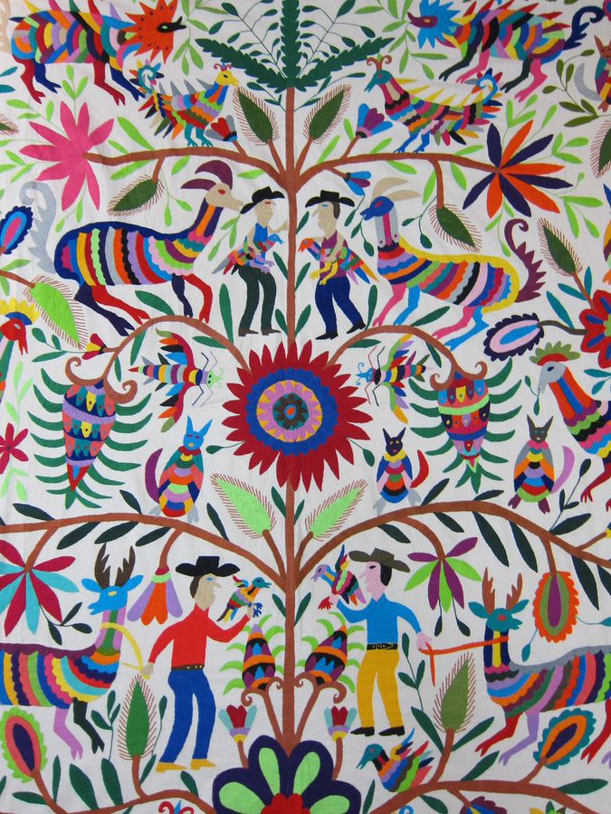 Tapestry created by women of the Otomi people of central Altiplano (Mexican Plateau) region of Mexico #WomensArt