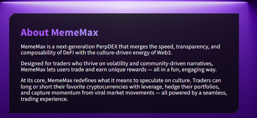 rapperr111's tweet image. PerpDex @MemeMax_Fi we&apos;ve been waiting for

Let&apos;s think back to last summer.
MemeX, the first launch in the MemeCore ecosystem,
is a unique DApp that combines SNS with a meme coin DEX. It emerged early in the MemeCore ecosystem, emphasizing that holding $M would be good for you,…