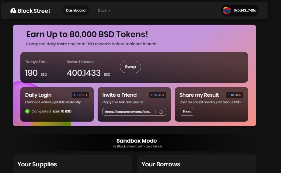 Basee11113's tweet image. Grinding @BlockSt_HQ  Genesis Trial today: +40 BSD from login + traded $AAPL! Borrowed small USDT for the loop—hit 500 BSD this week. Who&apos;s joining? Invite link in bio!  #BSDChallenge #BlockStreet