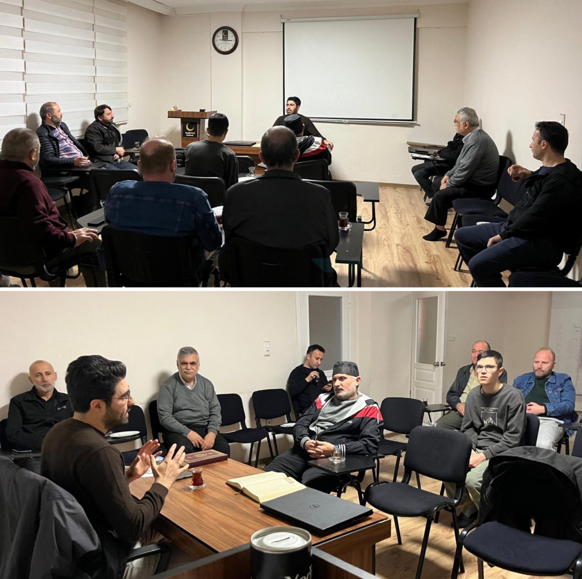 YediHilal Üsküdar olarak Perşembe Sohbetlerinde bu hafta Beytullah Mısır hocamızla güzel bir sohbet yaptık. 
Teşrifleri ve sohbetleri için
Hocamıza ve tüm katılımcılarımıza teşekkür ederiz.

#YediHilalÜsküdar
#PerşembeSohbetleri