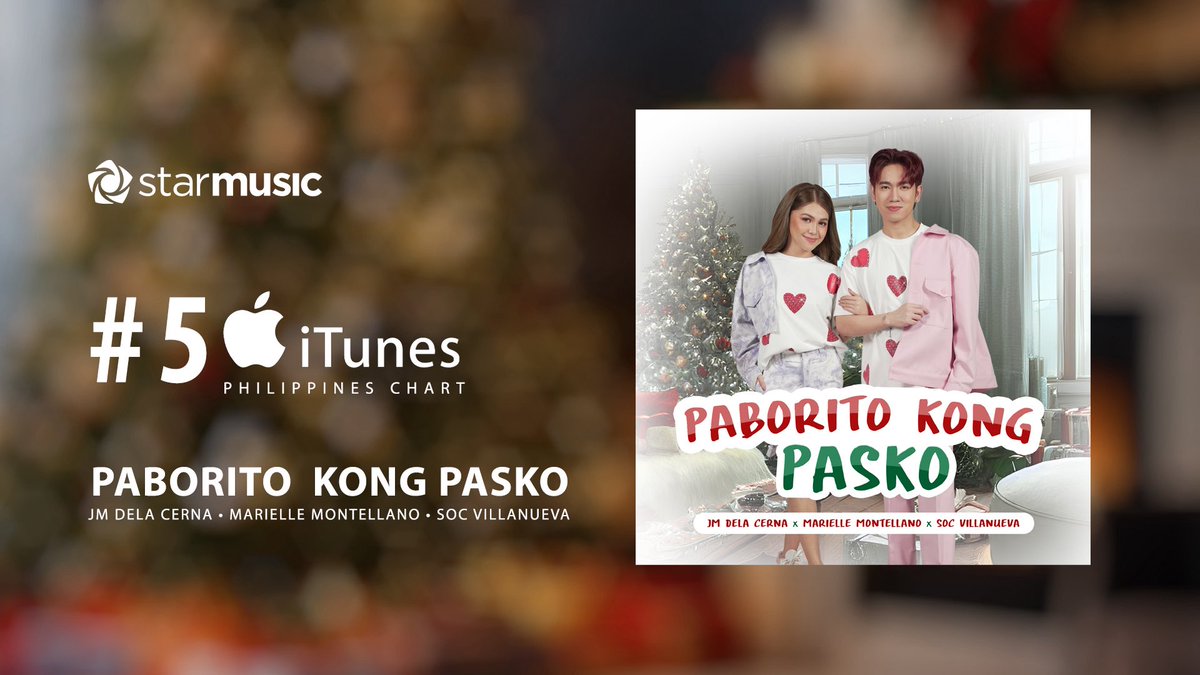 "Paborito Kong Pasko" made it into iTunes PH Chart!

Kantang uulit-uliting ngayong Pasko, patuloy na pakinggan ang awitin ng JMielle available on all digital streaming platforms.

🔗 LISTEN HERE:  orcd.co/paboritokongpa…

#PaboritoKongPasko #JMielle #JMDelaCerna