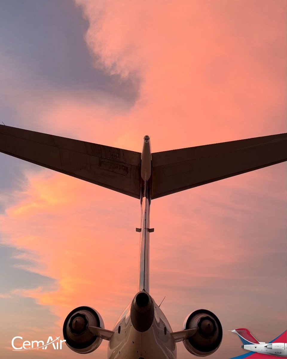 Sunday charm with CemAir! The tail of our plane looks stunning at sunset – ready for your trip.

Check cemair.co.za ✈️

#CemAir #MoreFromYourAirline #TravelSmart