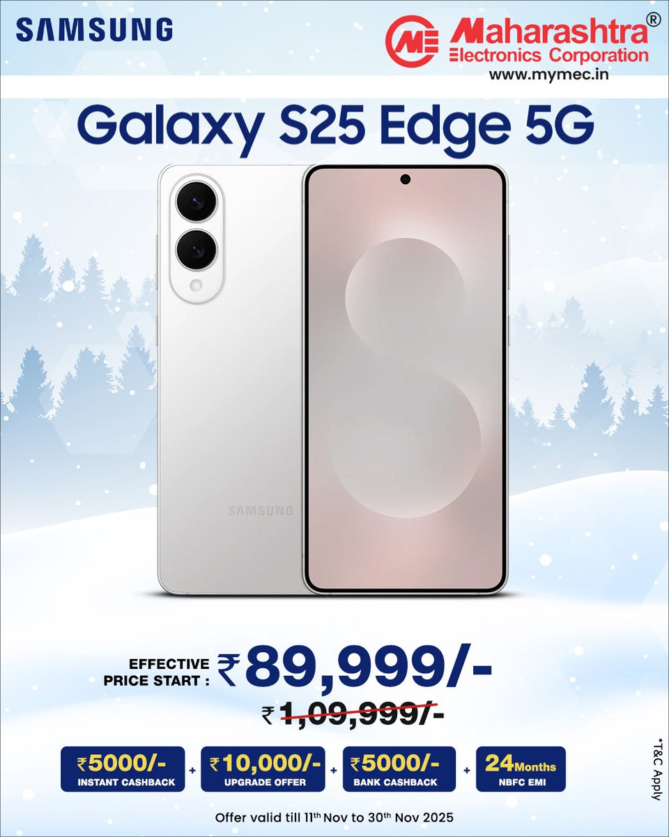 mec_pune's tweet image. Galaxy in your hands. Power in every tap.
📍 Visit your nearest Maharashtra Electronics Corporation today.
.
For more information
📞 08083 311 311
🌐 mymec.in 
.
#SamsungGalaxy #NextLevelPerformance #SmartChoice  #FlagshipFeels