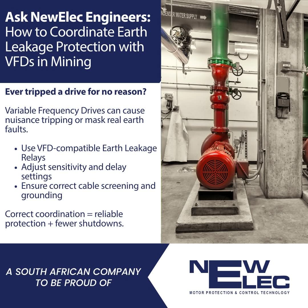 VFD tripping for no clear reason?

In mining environments, earth-leakage and VFDs don’t always play nicely together and the wrong coordination can hide real faults or cause unnecessary shutdowns
 newelec.co.za/how-to-coordin… 

#NewElec #Mining #MotorProtection #EarthLeakage