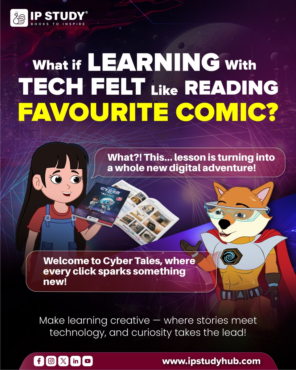 IPStudyWorld's tweet image. Who said Tech Lessons have to be boring?

With Cyber Tales, every click unfolds like a comic — full of curiosity, creativity, and a little bit of magic!

#IPStudy #CyberTales #LearningMadeFun #TechMeetsStory #CreativeLearning #DigitalCuriosity