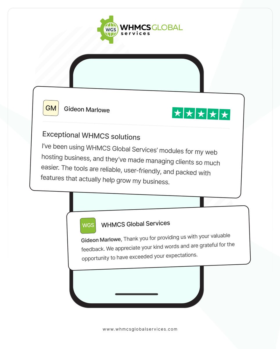 Infowgs's tweet photo. Dear Gideon,

Thank you for the amazing feedback! 🌟

We’re thrilled to know our WHMCS solutions are making your business easier to manage. Your trust motivates us to keep delivering tools that are reliable, user-friendly, and built to help you grow. 🙌
.
.
#clientfeedback https://t.co/7PiYuetLz9