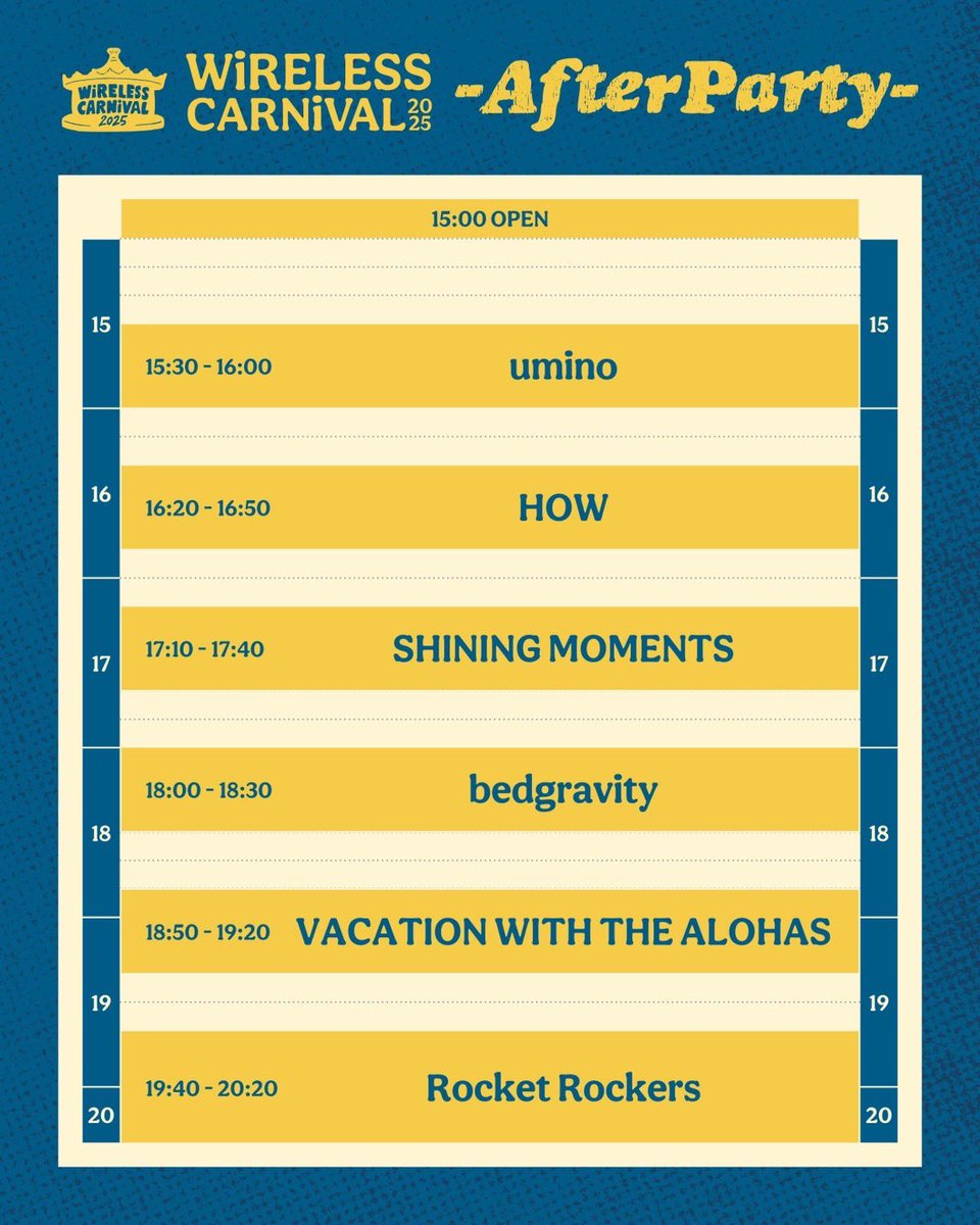 【次回ライブ🔥】
『WiRELESS CARNiVAL 2025 -AfterParty-』
11/24(月・祝) 初台WALL

Rocket Rockers&lt;Indonesia&gt;
HOW
VACATION WITH THE ALOHAS
bedgravity
umino
SHINING MOMENTS

OP 14:00 / ST 14:30
前¥3,000/当¥3,500
ワイカニ来場者: 1,500円
要半券やリストバンド提示

チケット予約受付中！