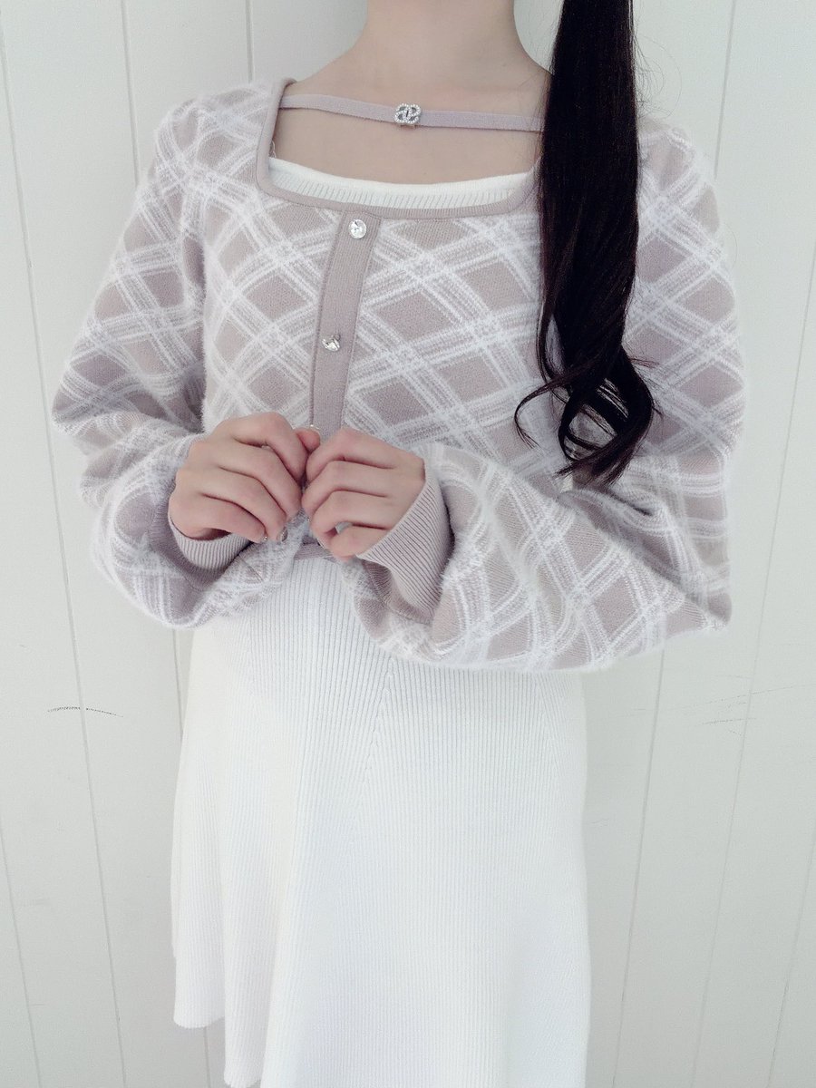 シャギーボレロフレアニットOP evelyn シャギーボレロフレアニット